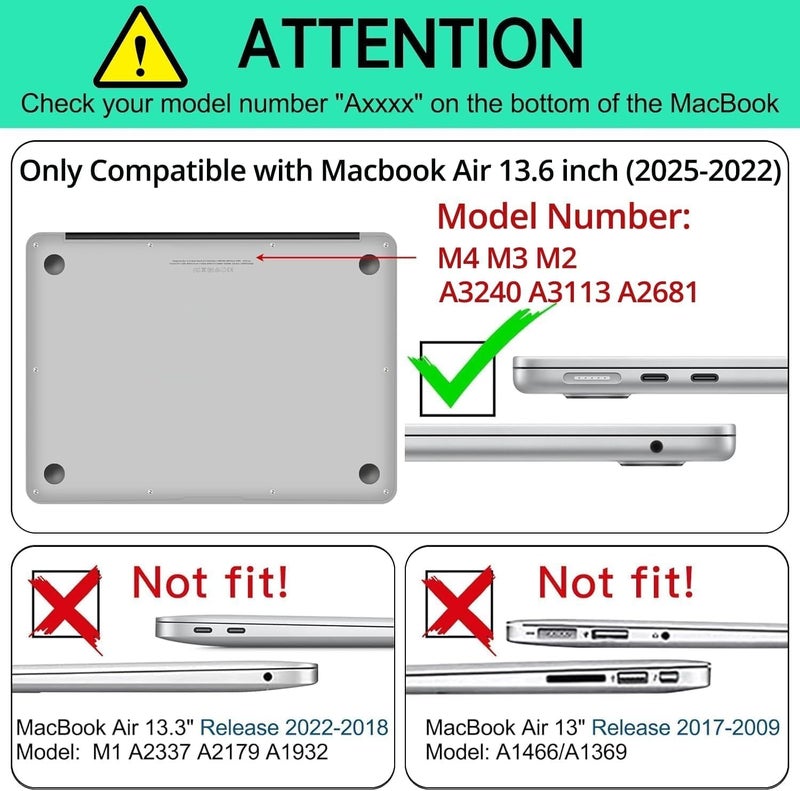 AKIT Compatible with MacBook Air 13 inch Case 2026 2025 2024-2022 M4/M3/M2 A3240 A3113 A2681, Unique Pattern Hard Shell Case+Screen Protector+Keyboard Cover for MacBook Air 13.6 inch, Black Leopard 2 - Image 2